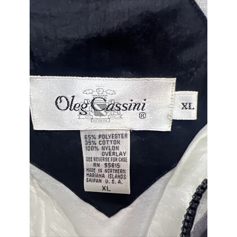 Vtg Oleg Cassini Lined Jacket Black White Gray Windbreaker Size‎ XL 80s - Picture 3 of 7